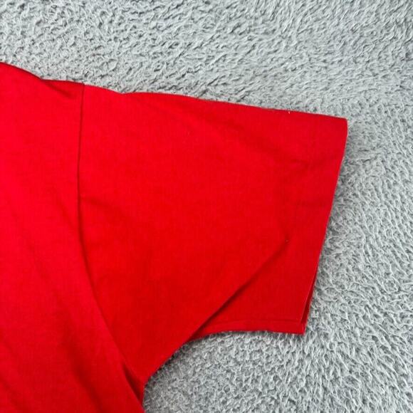 Vintage Santa Shirt Men's Large Red Graphic Single Stitch Christmas USA Made 90s - Picture 3 of 8
